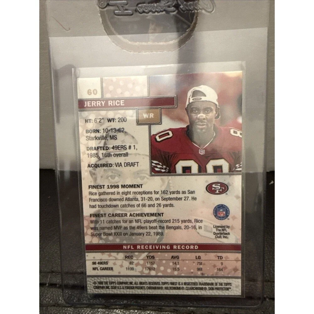 1999 Topps Finest - Jerry Rice #60 WITH COATING SAN FRANCISCO 49ERS